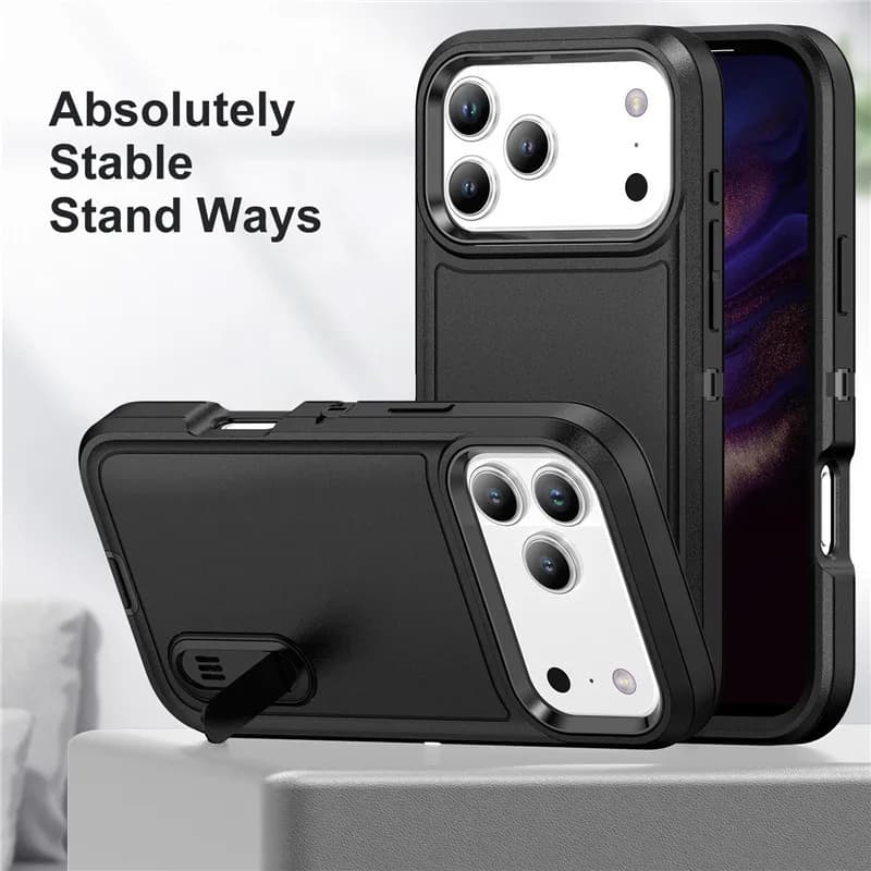 Back Hide Stand Phone Case for iPhone Air 12 13 14 15 16 Plus 17 Pro Max with Protective Cover