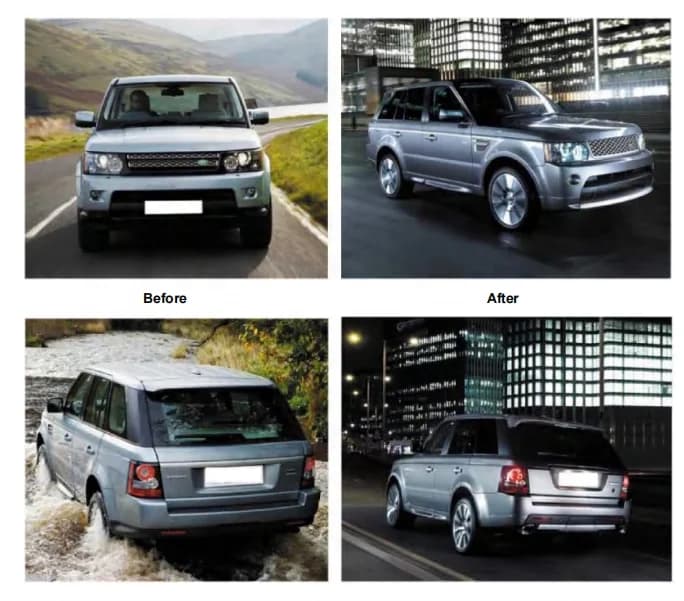 Body Kit Suitable for Land Range Rover Sport L320 Facelift (2005-2013) Autobiography Design Front Rear Bumper with Headlight