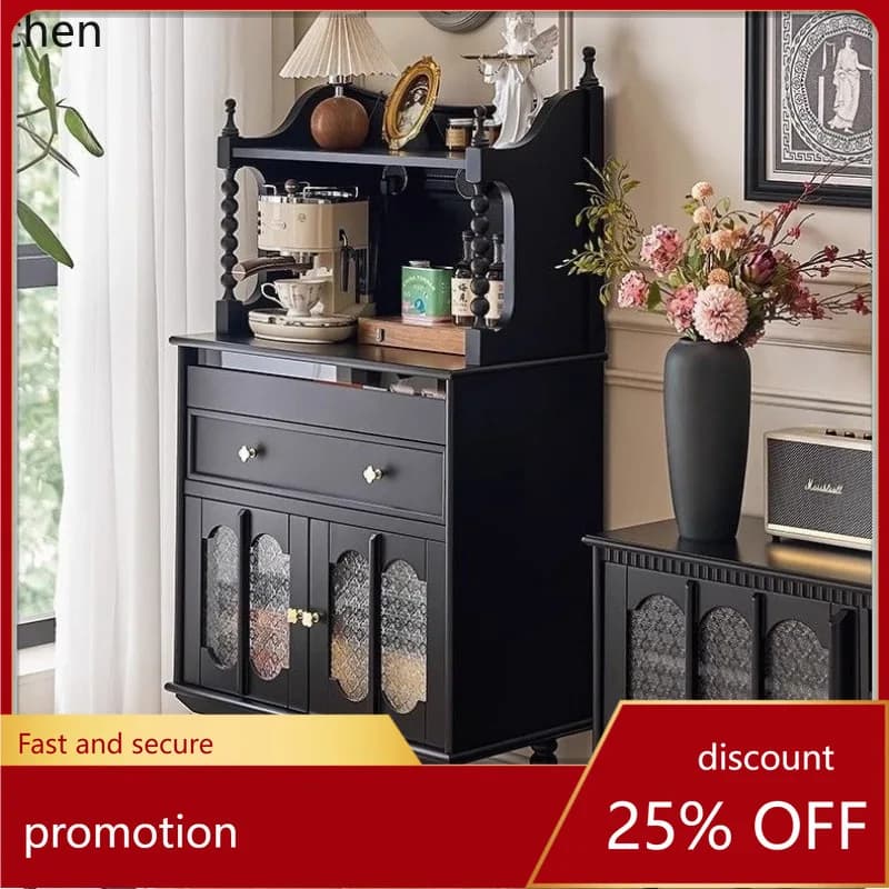 YFY Solid Wood Dining Sideboard Living Room Wall-Mounted Integrated Tea Storage Cabinet Kitchen Organizer