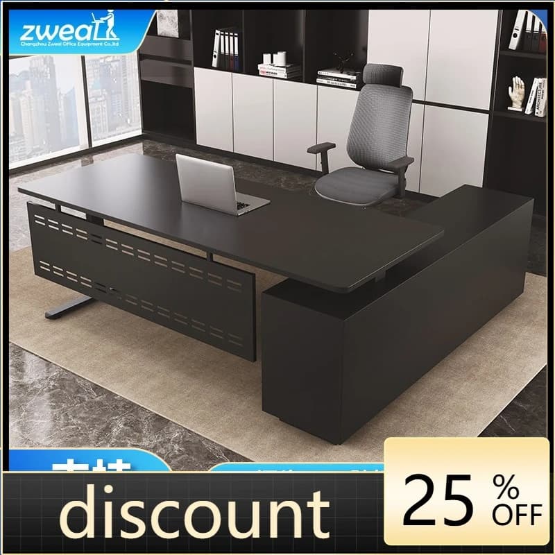 LH Lifting Large Desktop Desk Electric Lifting Light Luxury Corner Table with Side Cabinet