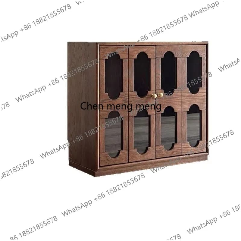 French solid wood wine cabinet living room dining side storage American cabinet retro multi-functional locker