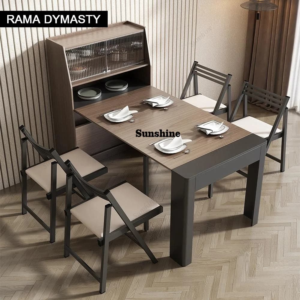 Multifunctional Dining Table Expandable Dining Table Storage Space Saving Rectangular Dining Table