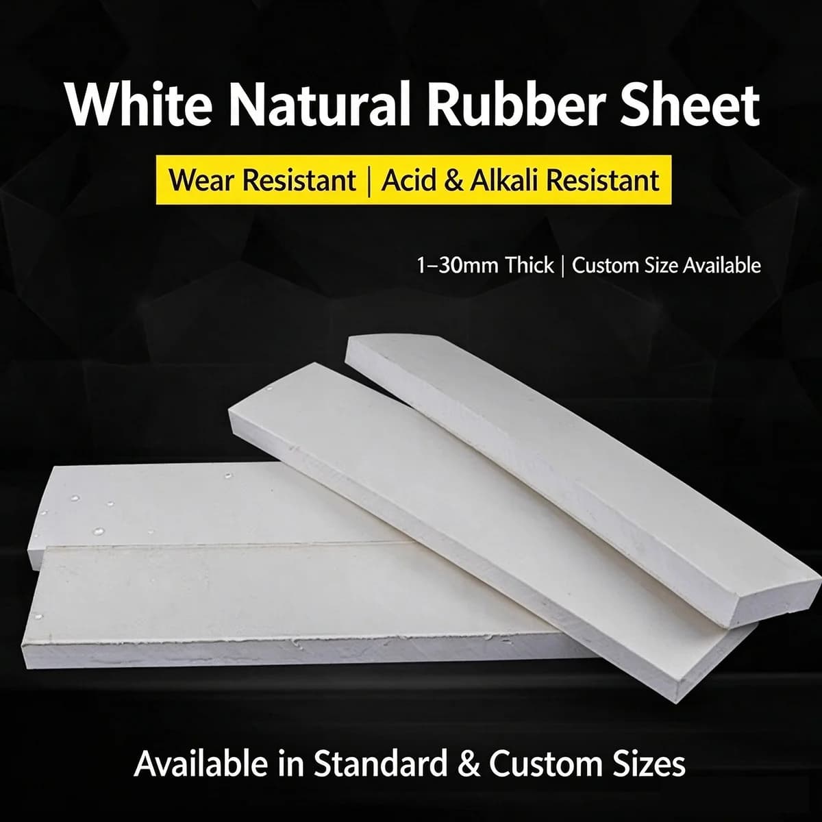 White Natural Rubber Sheet 1-30mm Thick Wear Acid Alkali Resistant Pad Mat 100x100 200x200 300x300 200x500mm Customizable