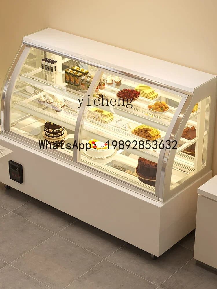 Hotel Buffet Dessert Cake Refrigerated Display Cabinet Front Door Coffee Shop Fruit Fresh Cabinet