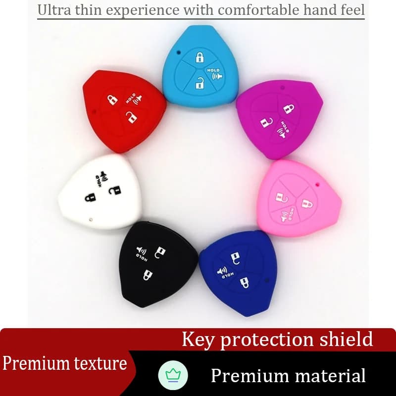 For Toyota Corolla Camry Highlander RV4 Straight Plate 3-Key Horn Silicone Anti Drop and Scratch Car Key Case Bag Cover