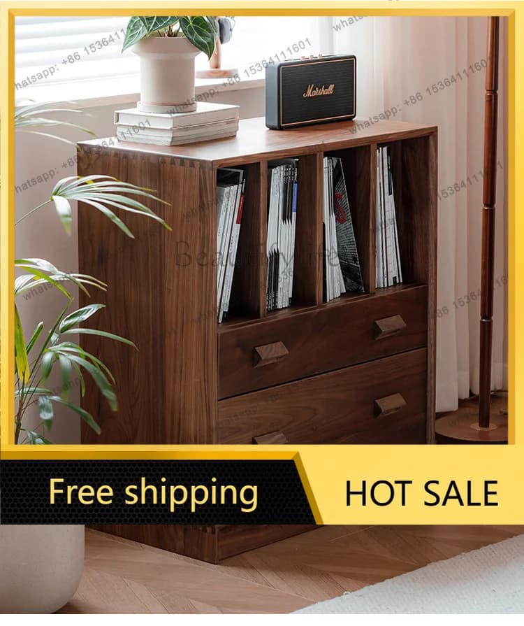 Factory Direct Sales North American Black Walnut Bookcase Sofa Back Cabinet Living Room Medieval Furniture