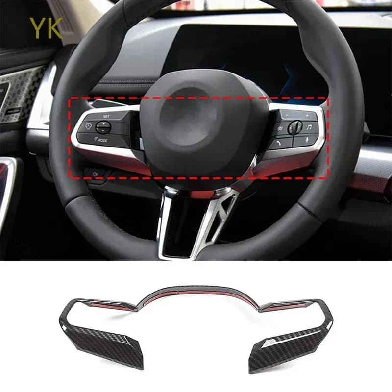 ABS Carbon Fiber Car Steering Wheel Frame Cover Trim For BMW X1 IX1 U10 U11 2023-2025(Sport Version)Interior Car Accessories