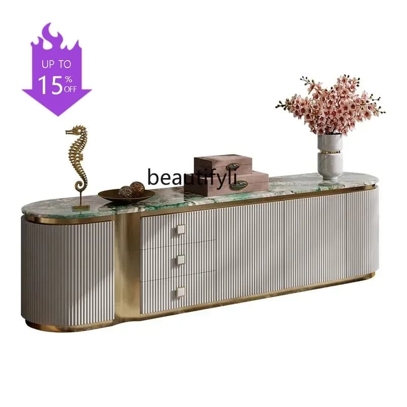 2344 newLight luxury TV cabinet large apartment marble living room fashionable modern Italian floor cabinet coffee table combina