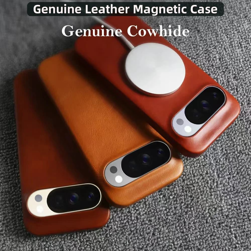 For Magsafe Genuine Leather Magnetic Case for Google Pixel 11 10 9 Pro XL 10A 9A 8A 7A 6 7 8 Pro Business Phone Back Cover Coque