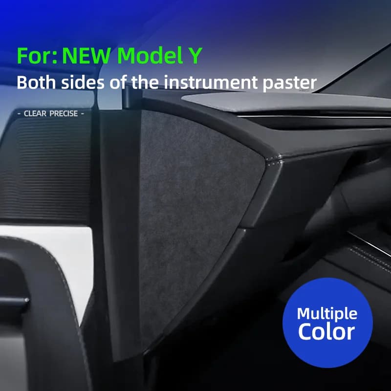 For Tesla New Model Y Juniper 2025 Launch Super Suede Triangular Decal Stickers On Both Sides Of The Central Control Dashboard