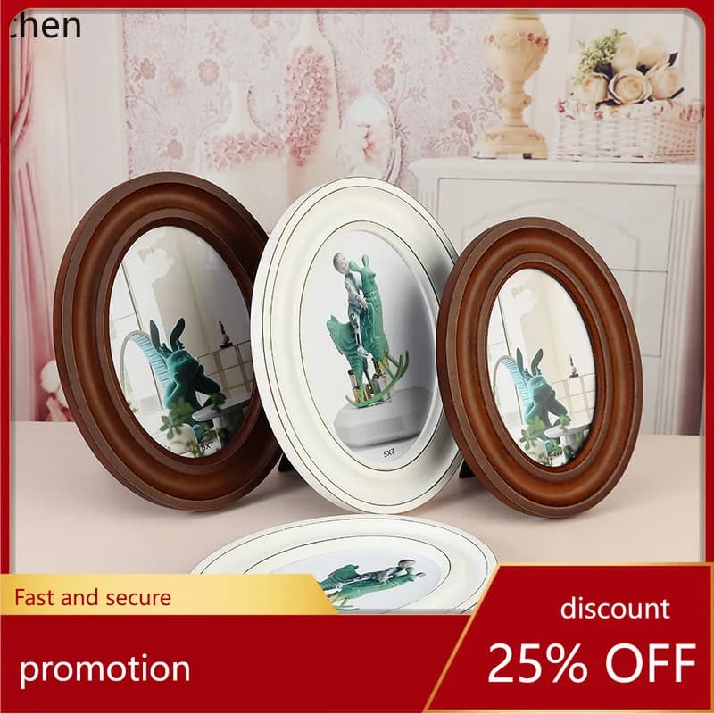 Hxl oval distressed photo frame retro oval table photo frame