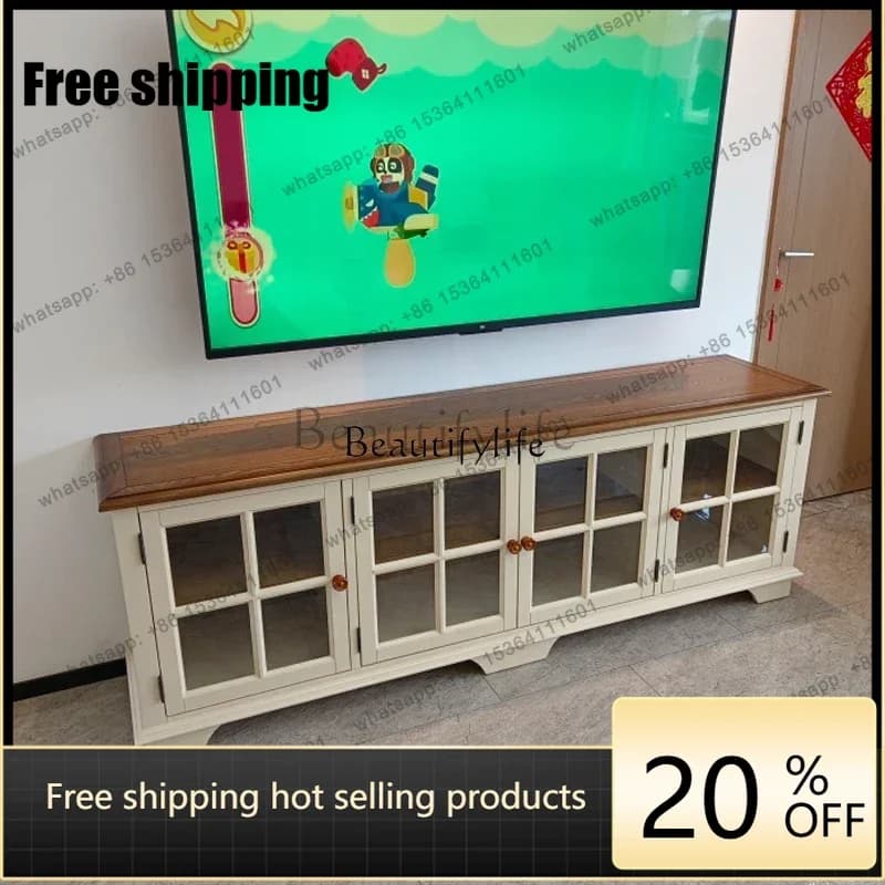 hot American all-solid wood TV cabinet High Mediterranean style furniture Home living room TV cabinet Coffee tableFactory Direct