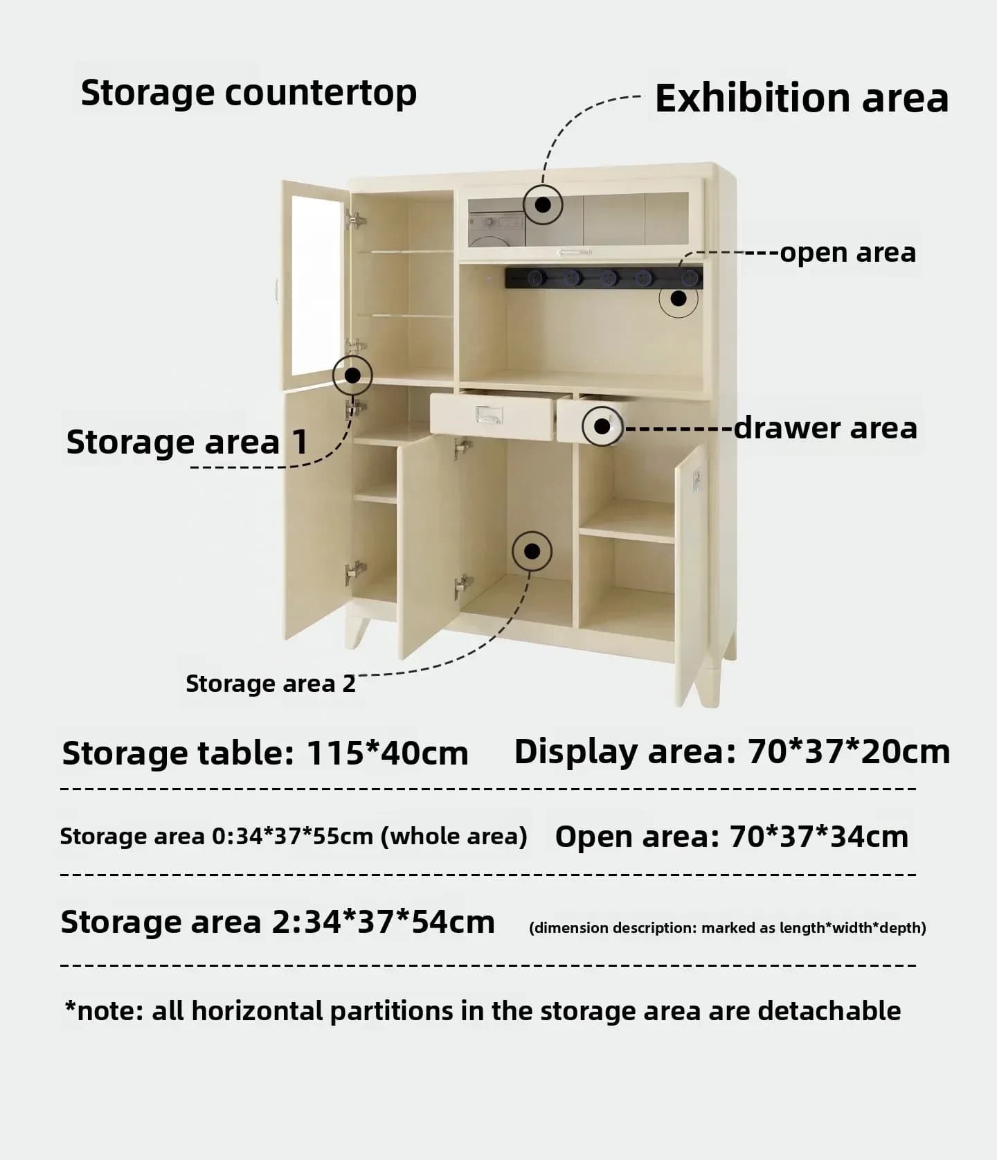 DSA lacquered solid wood tea cabinet sideboard - multifunctional storage cabinet