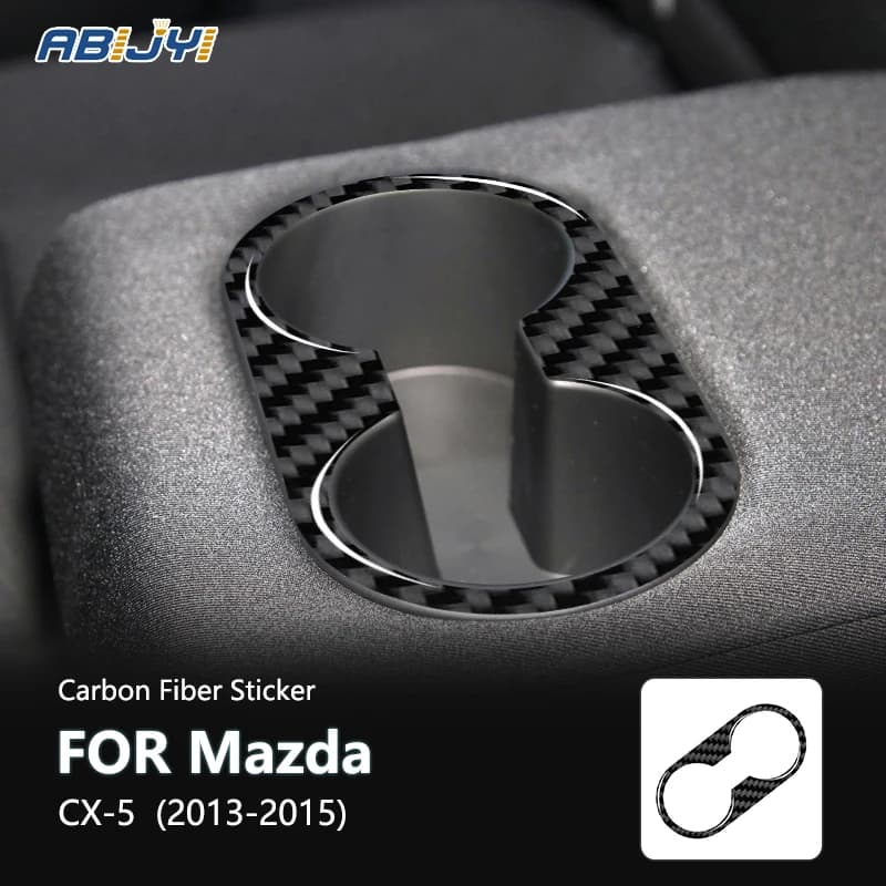 For Mazda CX-5 2013 2014 2015 Accessories Carbon Fiber Style Interior Rear Drain Cup Holder Trim Cover Trim Sticker Decoration