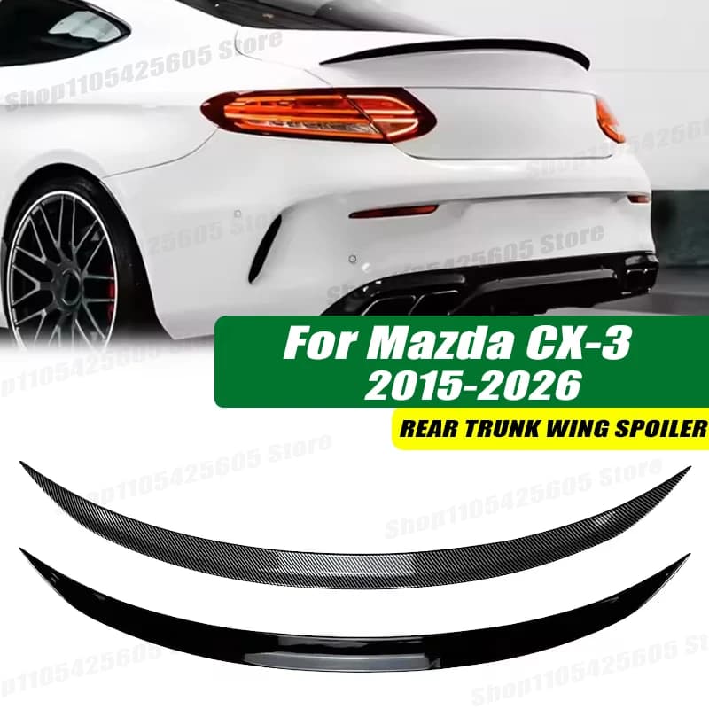 120cm 5D Carbon Look Rear Boot Trunk Spoiler Lip Stick-On Decorative Rear Wing For Mazda CX-3 2015-2026 Car Accessories
