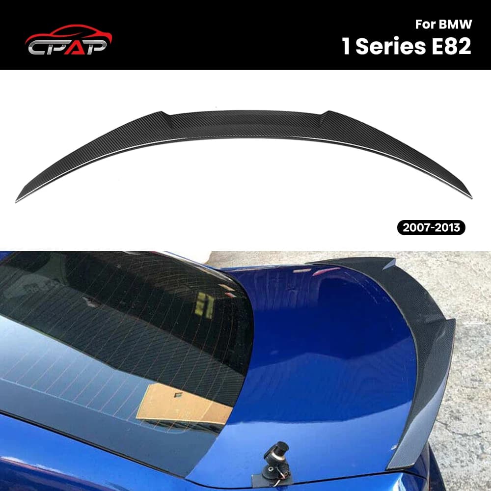 Real Dry Carbon Fiber Rear Roof Trunk Spoiler Wing for BMW 1 Series E82 2007-2013 M4/PSM Style Automotive Tail Wing