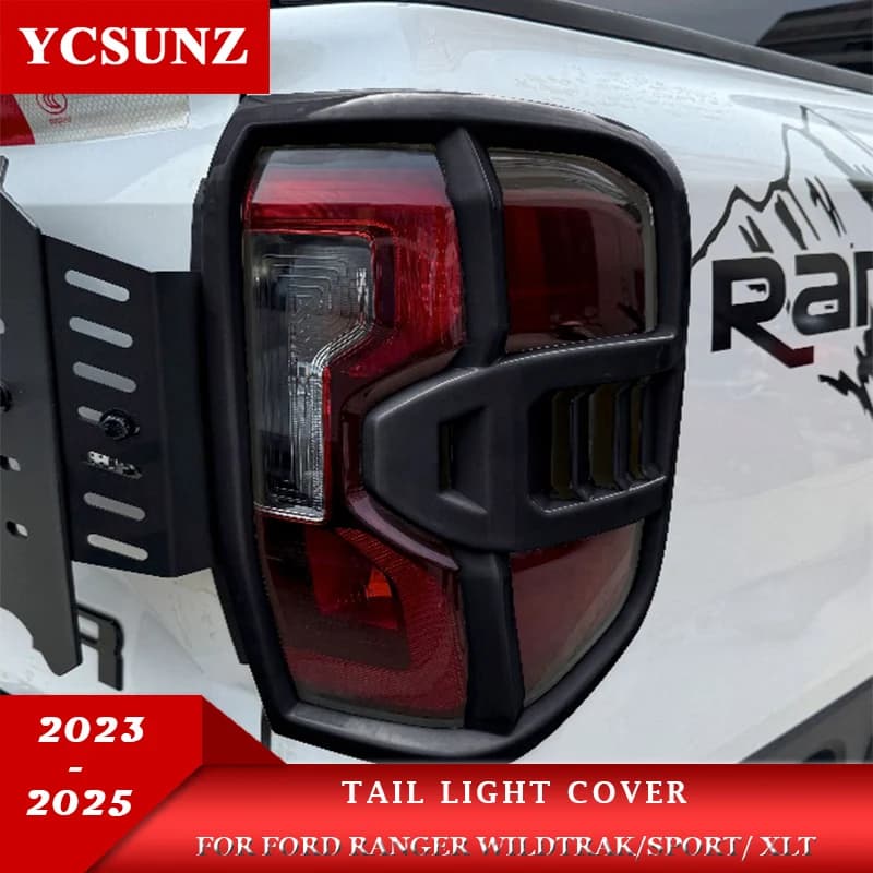 Matte Black Tail light Cover For Ford Ranger Wildtrak 2024 2025 2026 Sport XLT Lamp Decorative Frame Car Accessories Double cab