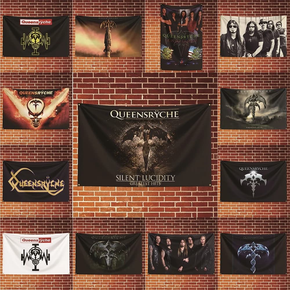 Queensryche Music Flag Banner For Fan Cave Watch Party Tailgate Gathering Indoor Outdoor Backyard Home Festival Ornament Supply