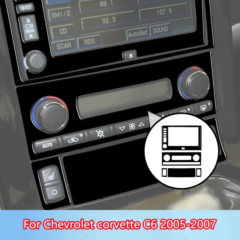 Center Dash Console Brand New ABS Gloss Black Stickers For Chevrolet Corvette C6 2005 2006 2007 Car Interior Accessories
