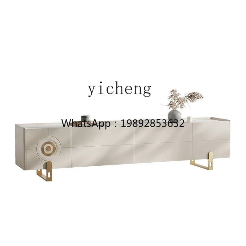 Light Luxury TV Cabinet Solid Wood Modern  Living Room Coffee Table Combination Stone Plate Floor Cabinet Bedroom Locker