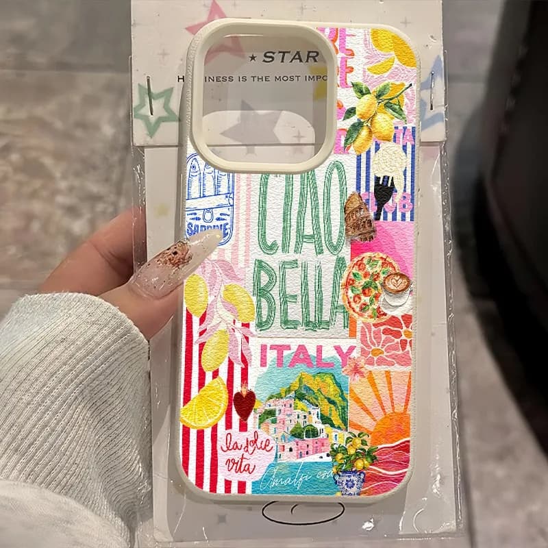 Colorful Pattern Lemon Element Collage Design Phone Case For iPhone 18 17 Pro Max 16 15 Plus 13 12 Pro 11 XS X XR 17E Air Cover