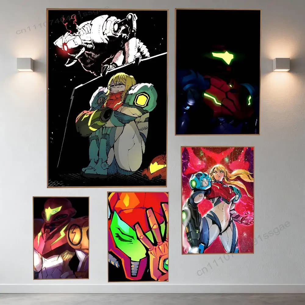 Cool M-Metroid Dread Retro Fashion Pictorial Poster Sticky Poster Paper Sticker DIY Room Bar Cafe Wall Decor Gift