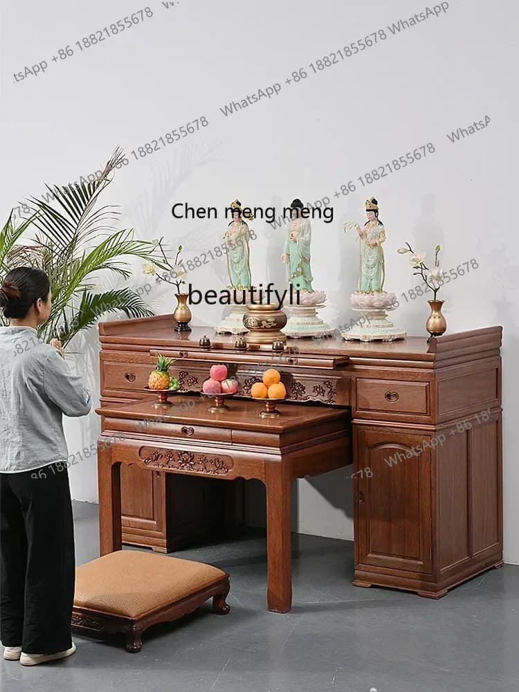 X Solid Wood Altar Buddha Shrine God of Wealth Worship Table Altar Household Incense Table