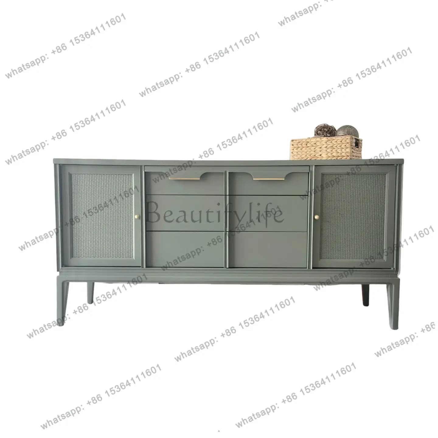 2026 American rural solid wood dining side cabinet household living room storage cabinet
