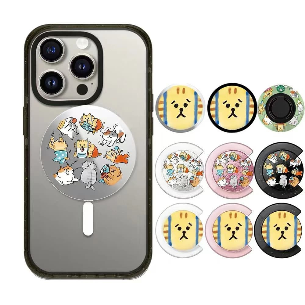 Cat Face Cartoon Magnetic Phone Grip Phone Stand for IPhone Holder Mount Support for Galaxy Mobile Phone Accessories