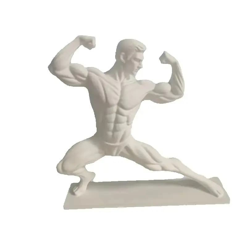 Muscular Male Bodybuilding Fitness Figure Figurine For Gym Tabletop Inspirational Decoration Model 3D Printed In White