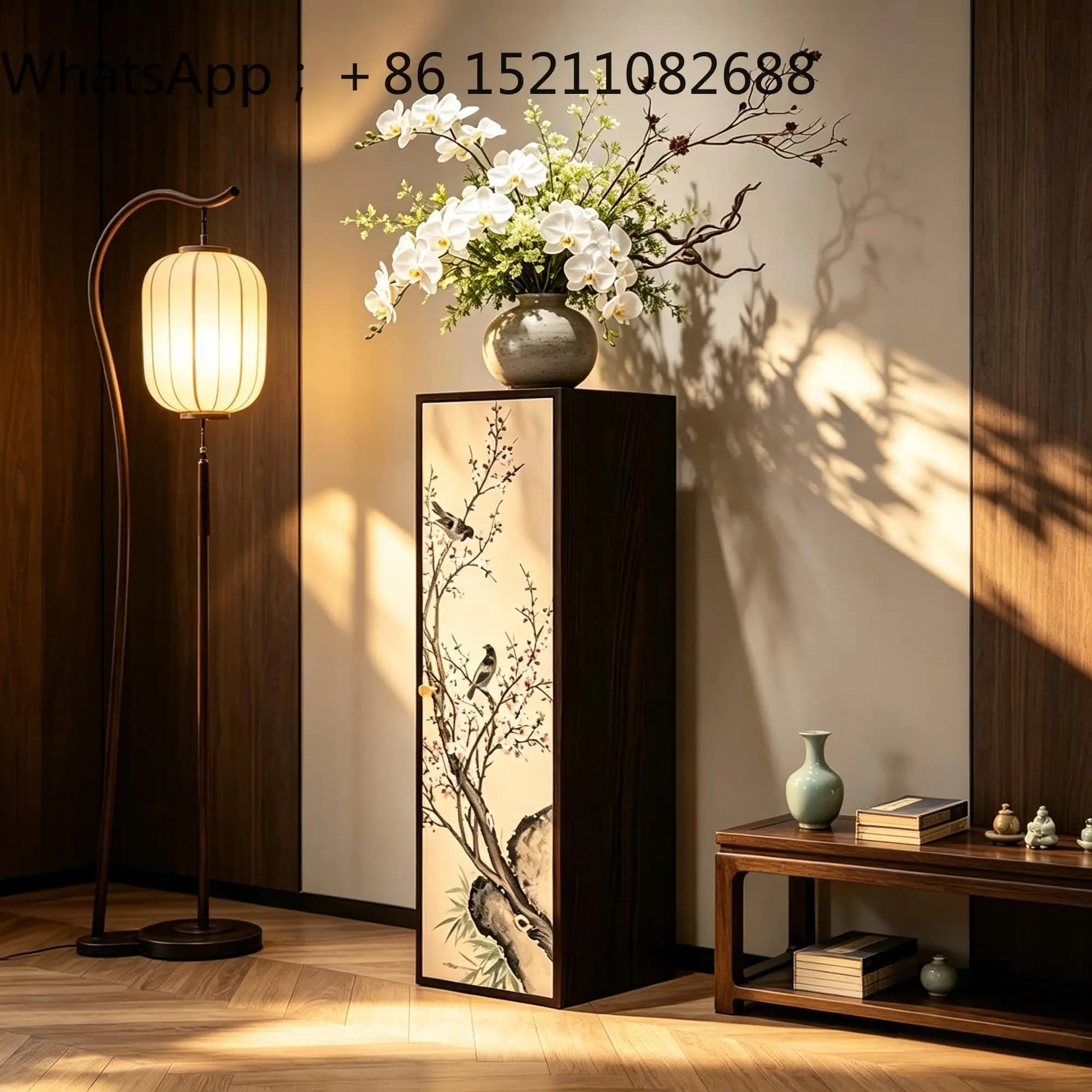 LLY retro solid wood edge few shelves, living room sofa corner side cabinet, narrow cabinet, bedside table