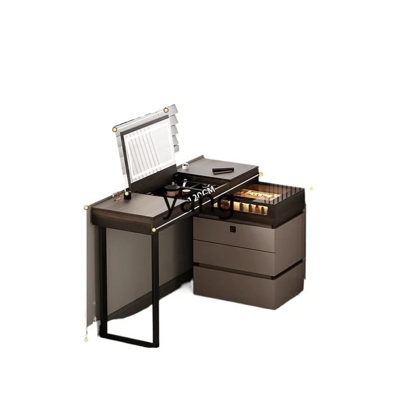 Lhh Italian bedside dresser chest cabinet integrated bedroom flip cover cosmetic table storage cabinet