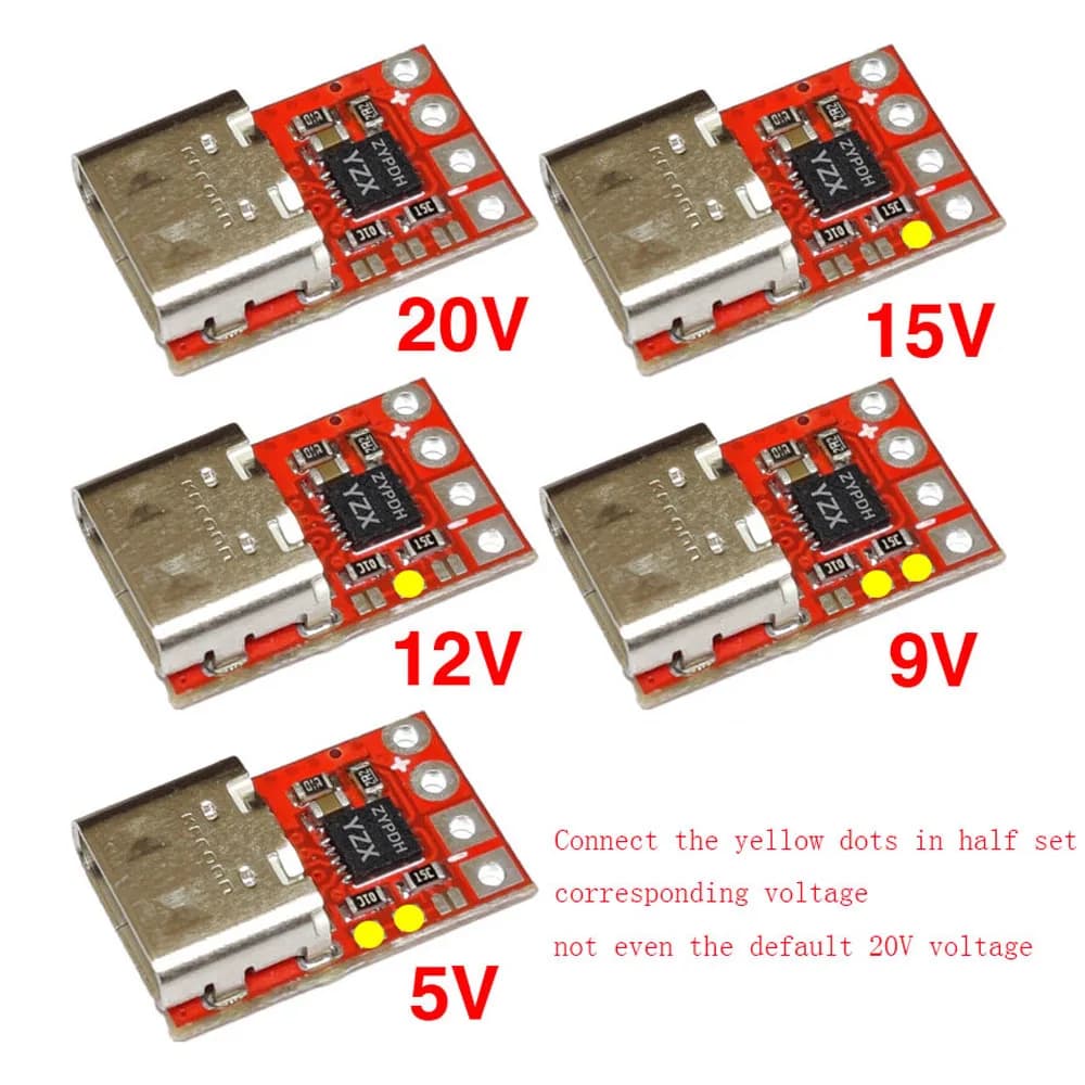 100W 5A TYPE-C Decoy Trigger Adapter Connection QC4 Charge Charging Notebook Module PD 2.0 3.0 QC4 QC5 to 5V 9V 12V 15V 20V DC
