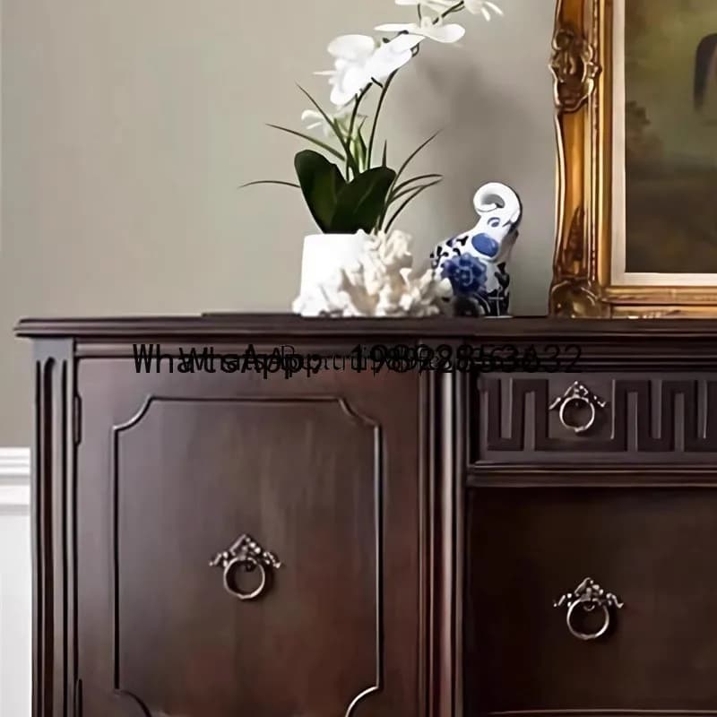 American French retro old porch table villa high-end solid wood strip case locker