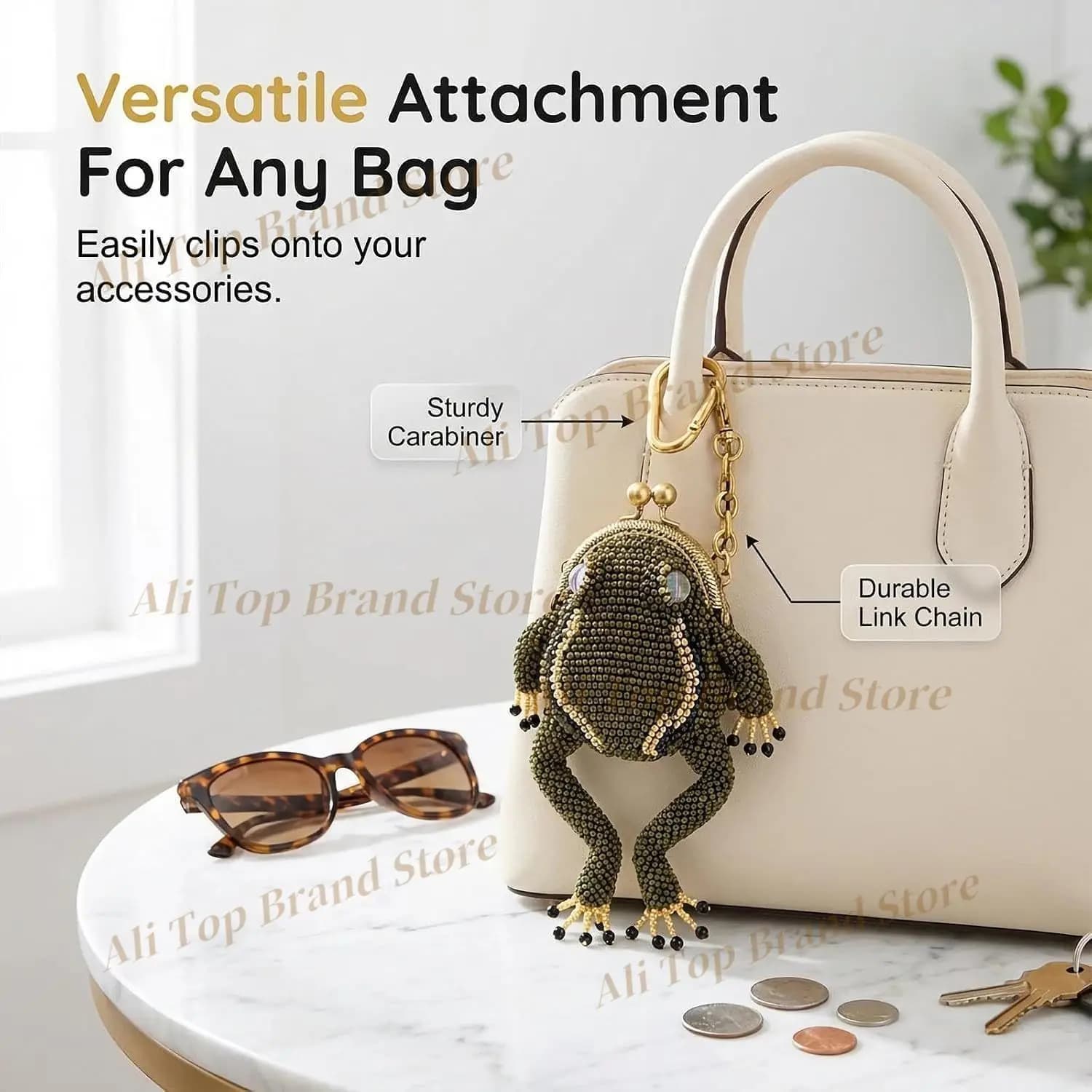 Charming Frog Coin Purse, 2027 New Kiss Lock Keychain Pouch | Portable Mini Currency Storage Pad, Handheld Ring Pendant Decor