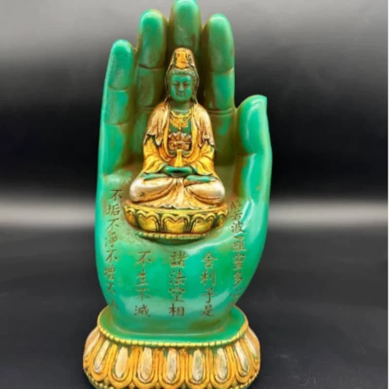 Antique resin Buddha hand Guanyin Bodhisattva statue decoration ornaments folk art collections retro handicraft