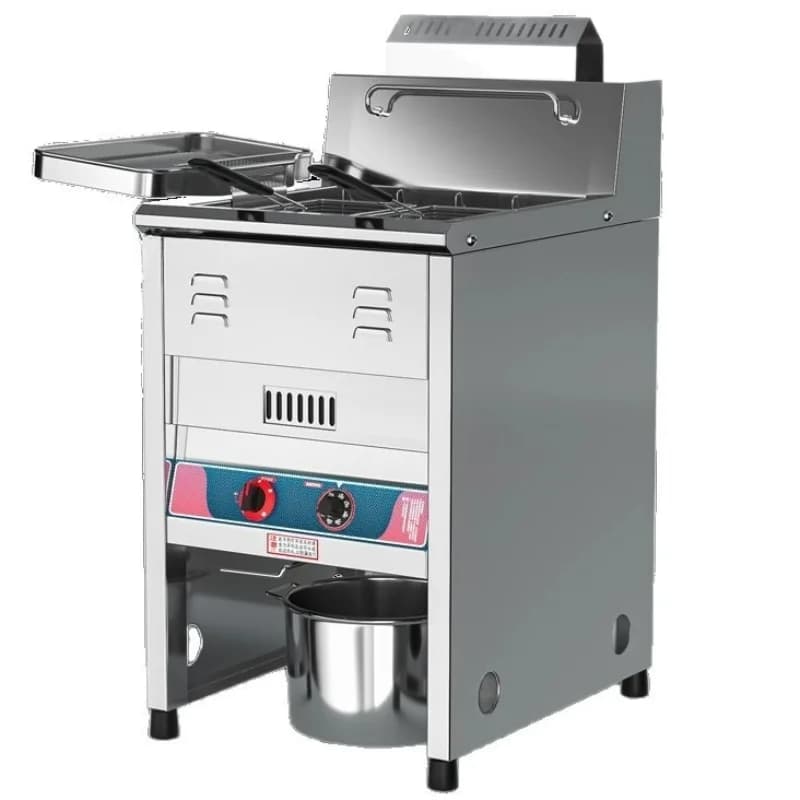 Vertical electric fryer, single cylinder 40L commercial large capacity, can be turned over and spread fried chicken fritters