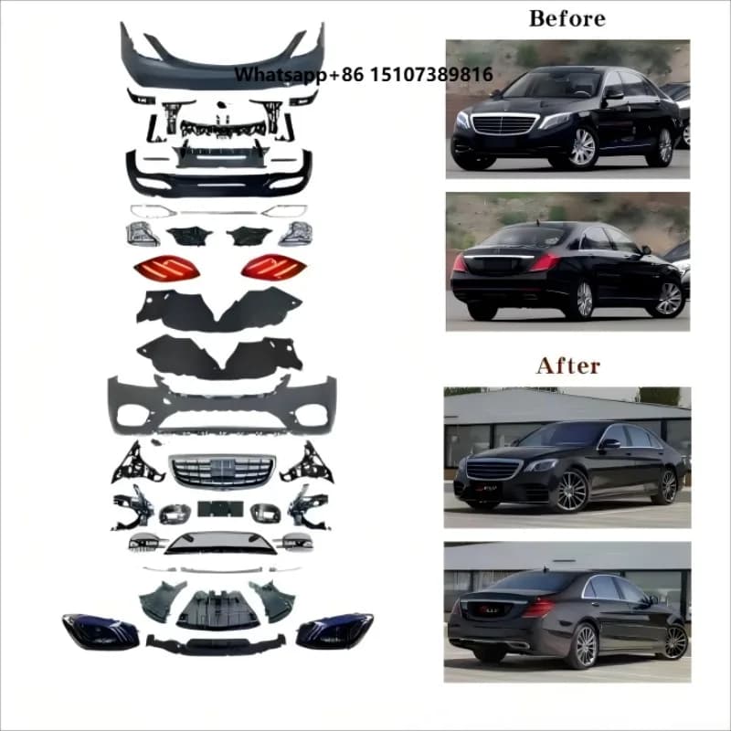 New -S Class W222 S450/S63/S65 2014-2016 & 2018-2020 Front/Rear Bumpers Exhaust Screw-On Upgrade Bodykit