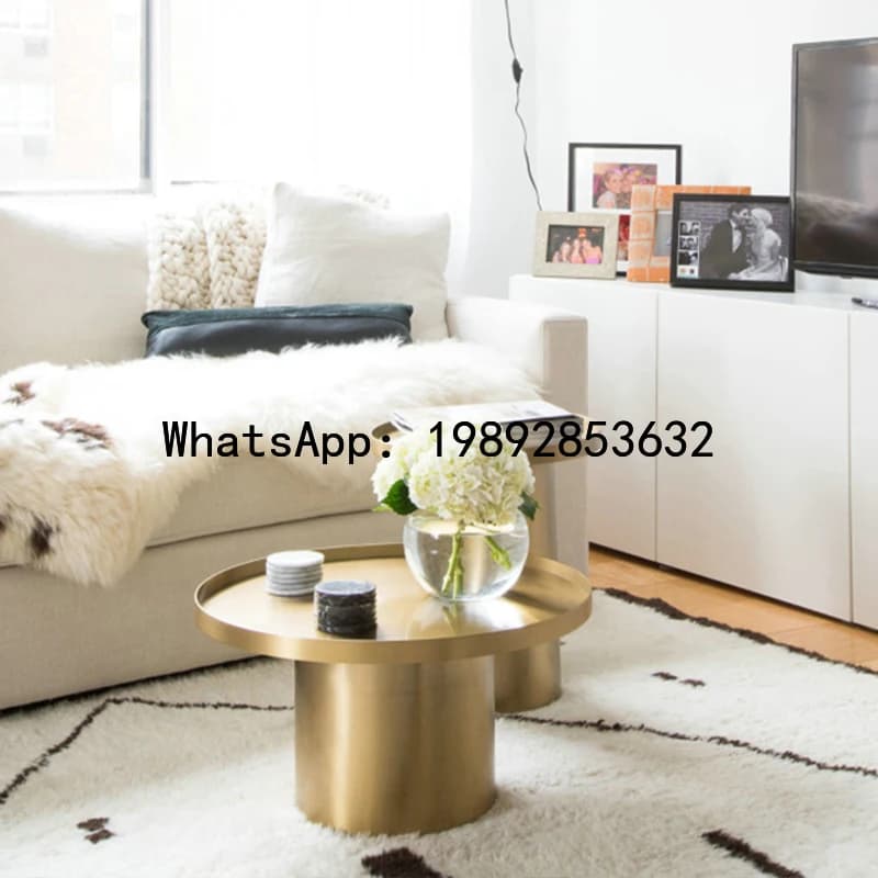BF  Fresh Style Coffee Table Brushed Stainless Steel Material Electroplated Rose gold Tray Side Table