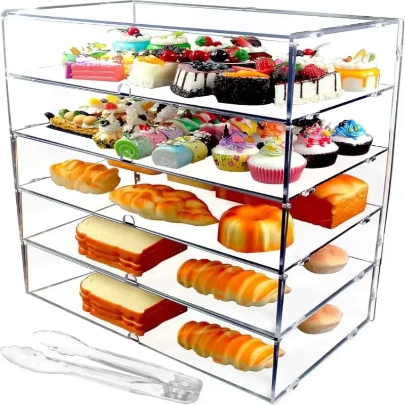 Send transparent acrylic bread food display cabinet cake rack