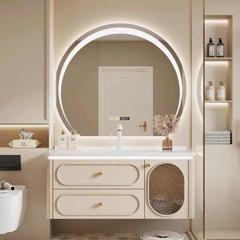 Waterproof Drawers Bathroom Cabinet Wooden Unique Display Organizer Bathroom Mirror Cabinet Luxury Gabinete Banheiro Furniture