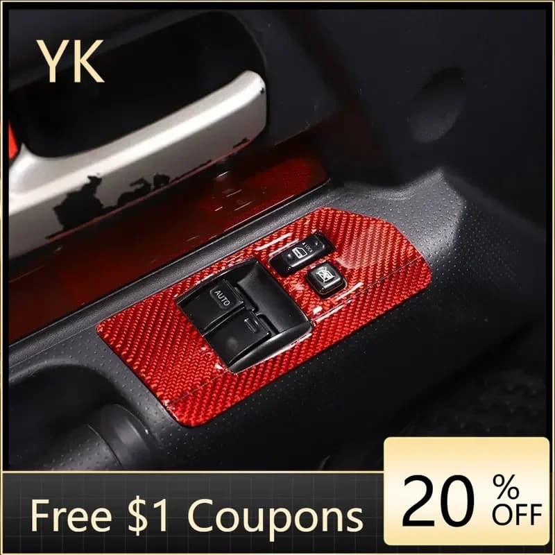 For Toyota FJ Cruiser 2007-2021 Soft Carbon Fiber Car Glass Lift Button Frame Cover Trim Sticker Interior Car Accessories