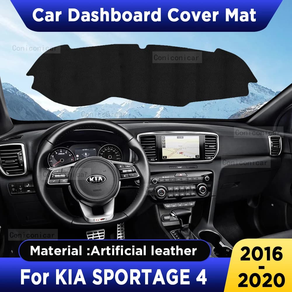 For KIA SPORTAGE 4 2016-2020 Car Dashboard Cover Mat Dash Board Sun Shade Anti-UV Pad Artificial Leather sun-proof Accessories