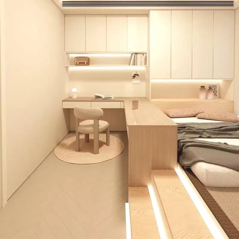 Simple board bed tatami small room space saving bed box storage desk wardrobe bed cabinet integrated