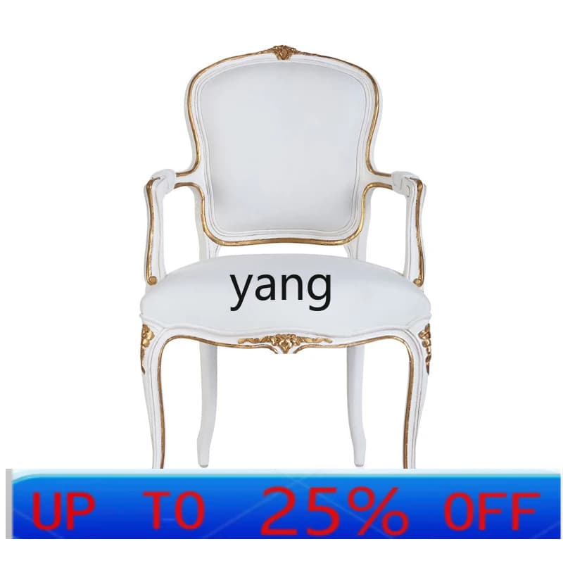 LH solid wood carving flower dining chair adult fabric, simple book chair makeup chair