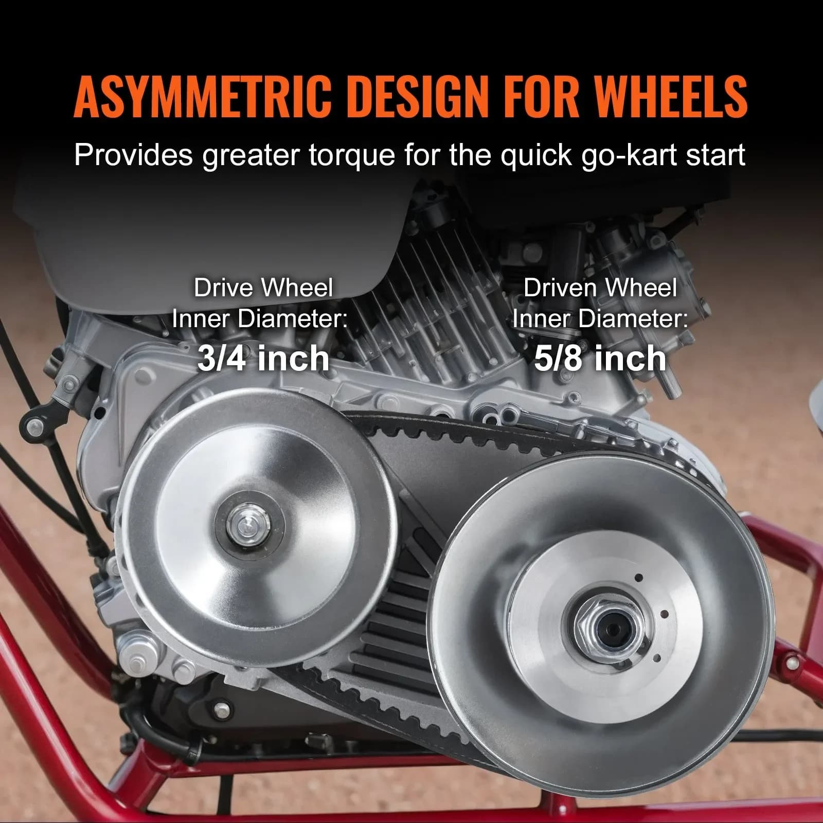 Drive Clutch, 2-8HP Engine, 2000 RPM High-Strength Drive Clutch with Asymmetric Designed Wheels & Robust Rubber Belt for Engines