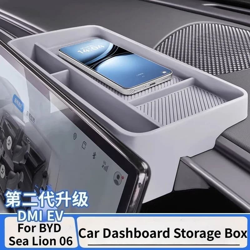 Car Dashboard Storage Box For BYD Sea Lion 06 EV DMi Auto Screen Central Control Screen Rear Storage Box Silicone Storage Box