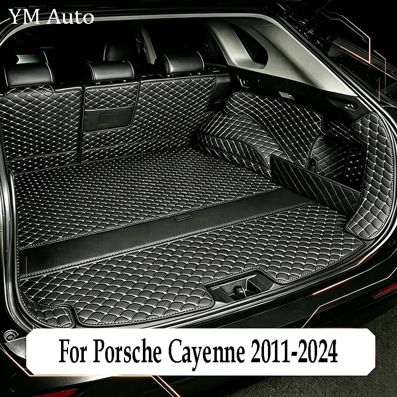 Leather Cargo Liner Trunk Mat For Porsche Cayenne 958 2011‑2017 9YA 2018‑2024 Interior Accessories
