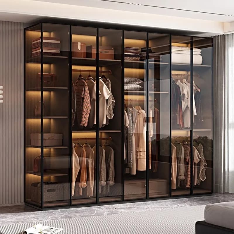 Customized Glass Wardrobe Closet Modular Modern Organizer Storage Wardrobes Clothes Space Saving Guarda Roupas Furniture Home