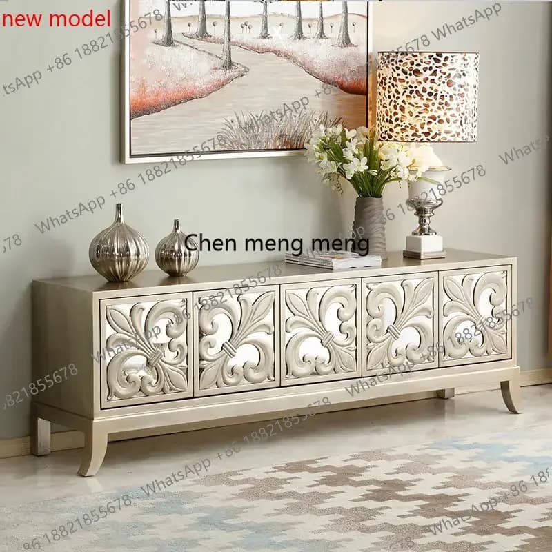 N138French light luxury solid wood TV cabinet coffee table combination coffee table American retrof132
